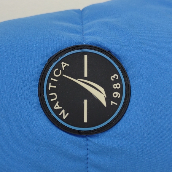 Womens Nautica Blue Stretch Packable Puffer Coat Detachable Hood Water - Picture 7 of 16